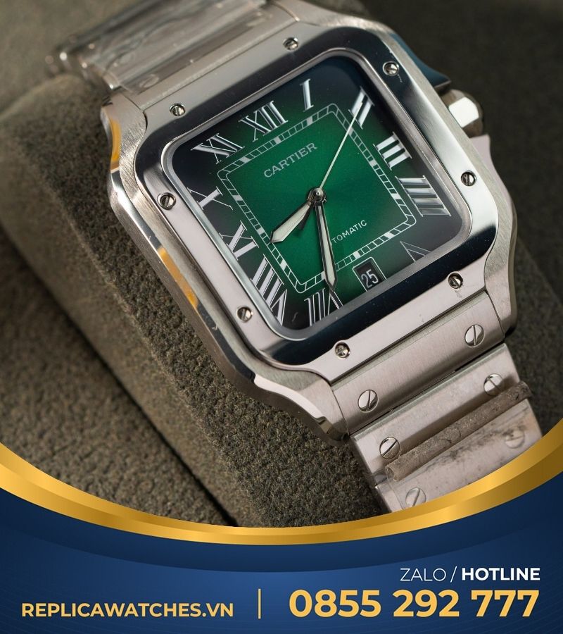 Đồng hồ Cartier Santos de cartier green dial replica