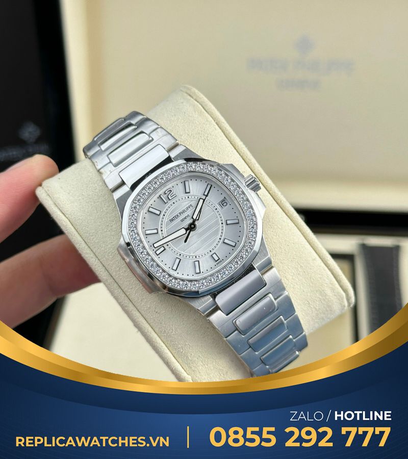 Đồng hồ Patek Philippe Nautilus 7010 fake vàng trắng mặt trắng