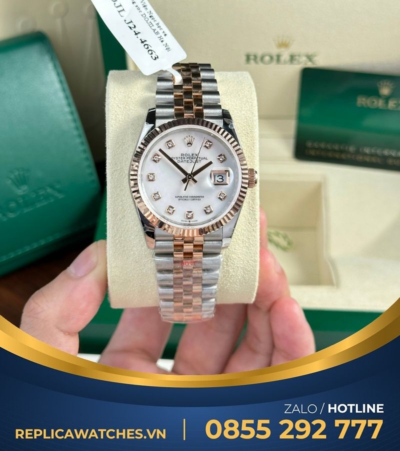 Đồng hồ Rolex Datejust 126331 36mm bọc vàng 18k mặt khảm trai