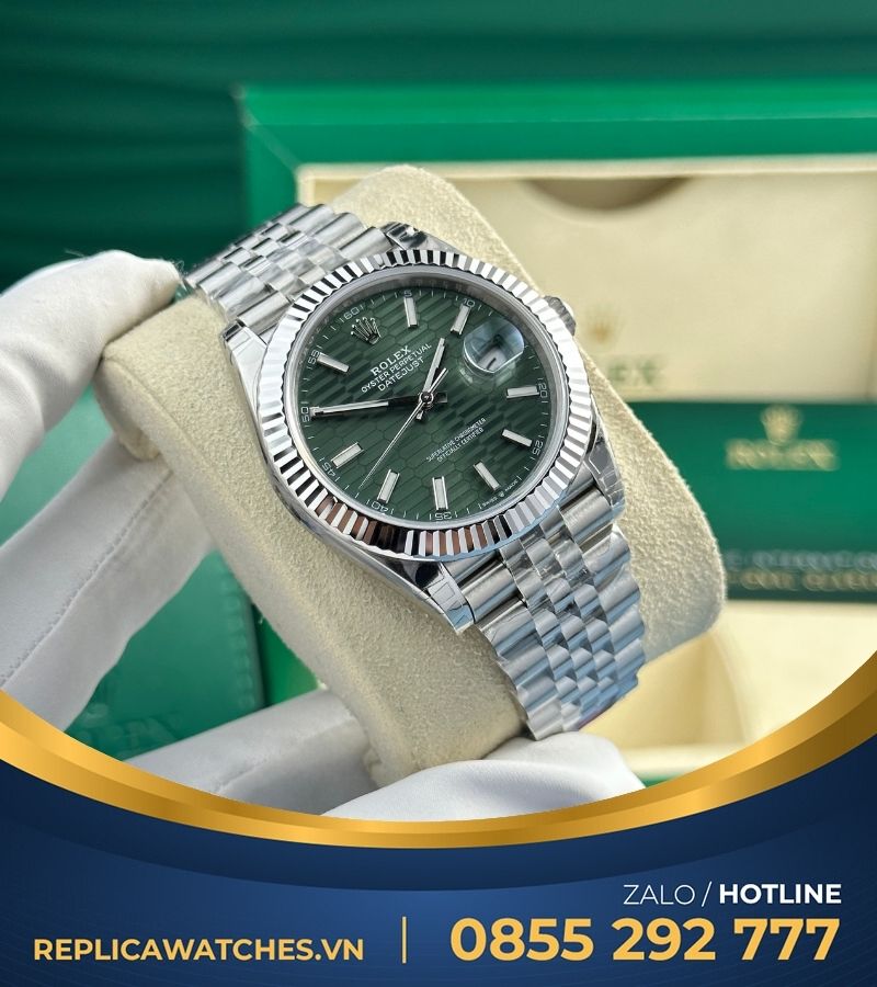 Đồng hồ Rolex Datejust mặt xanh green vân nếp gấp nhà máy vs 41