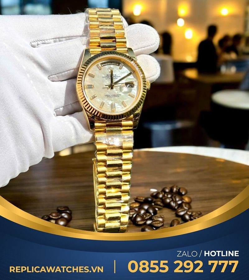 Đồng hồ Rolex Daydate 40 bọc vàng yellow gold 176g